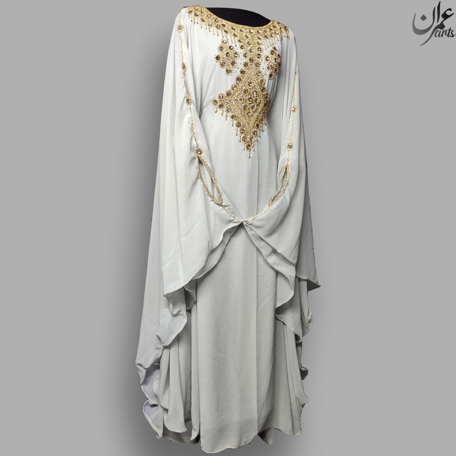 ImranArts White Farasha with gold Beads Work