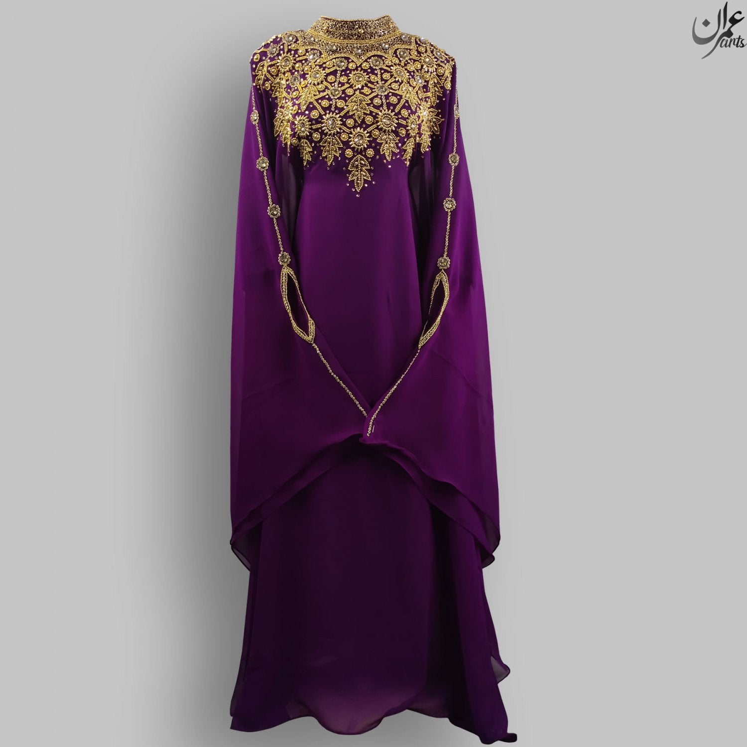 ImranArts Royal Purple Abaya with Embroidered Work