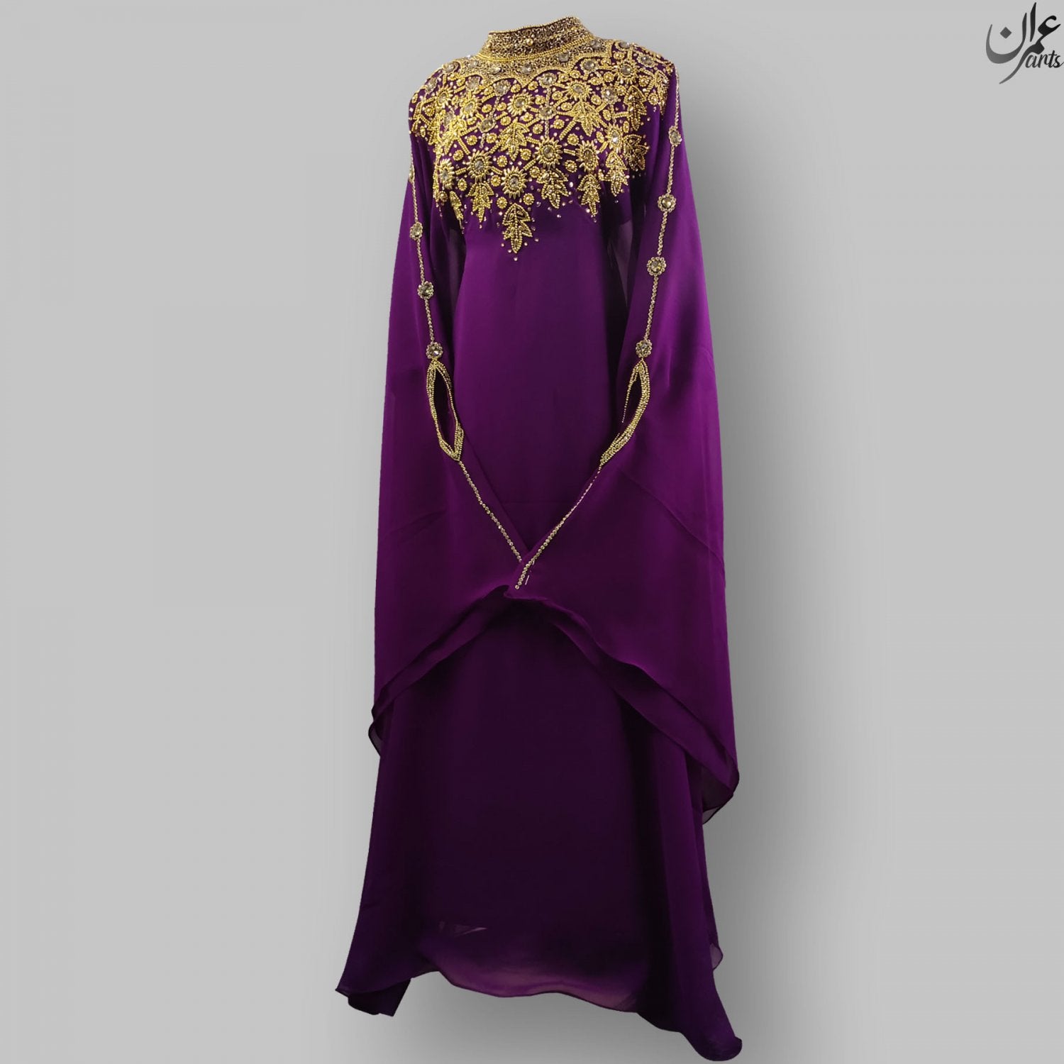 ImranArts Royal Purple Abaya with Embroidered Work